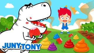 Who Pooped In My Farm? | Rainbow-Colored Dinosaur | Color Songs | Funny Kids Songs | JunyTony