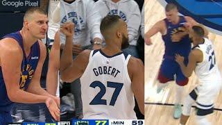 NIKOLA JOKIC GETS SHOVED BY RUDY GOBERT AFTER GOBERT MOCKS HIM! TIRED OF HIM!