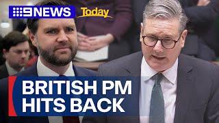 UK prime minister responds to JD Vance's insulting comments | 9 News Australia