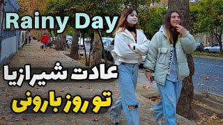 Winter Iran Rainy day in Shiraz Walking Tour خیابان ارم شیراز