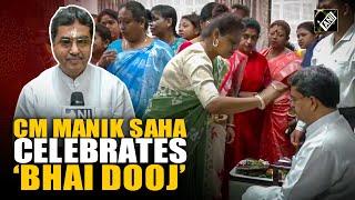 Tripura Chief Minister Manik Saha celebrates ‘Bhai Dooj’ in Agartala