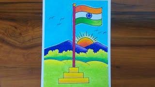 Republic Day Drawing with oil pastel | Independence Day Indian Flag Drawing #art