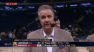 John Calipari reacts to Arkansas upsetting No. 14 Michigan | SC with SVP