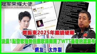 樊振東2025年繼續硬剛！淩晨1點發歌強勢回應，歌詞撕開了WTT最後的遮羞布，網友：太炸裂！#樊振東#wtt#劉國梁#陈梦