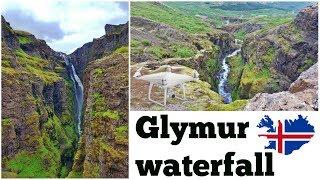 Glymur waterfall  - Iceland Hvalfjordur hike tour Amazing drone video