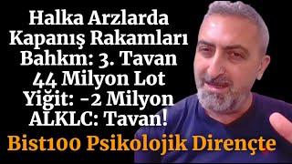 Halka Arz Hisselerinde Kapanış Rakamları #bahkm Tavan #alklc Tavan BİST 100 Psikolojik Dirençte