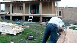 cutting roof rafter with Mafell tools in Langley german timber framer,www. a-z-carpentry.ca