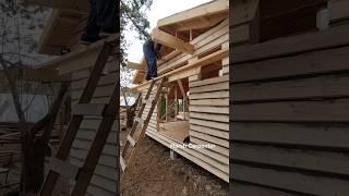 Finishing of External Walls and Pediment With Imitation Timber. Construction of a Tiny House