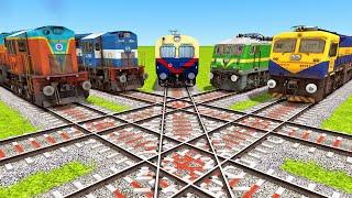 DIAMOND RAILROAD CROSSING OF 5 TRAINS | DIAMOND CROSSING TRAIN | Train Simulator 2022