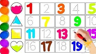 Learn Numbers | 1 to 20 | Coloring Videos | Colors by Numbers Coloring book