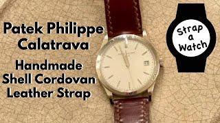 Patek Philippe Calatrava with handmade Cognac Brown Shinki Hikaku Shell Cordovan Leather Watch Strap
