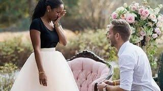 "She cried"Best engagement moments. Interracial couples in love.