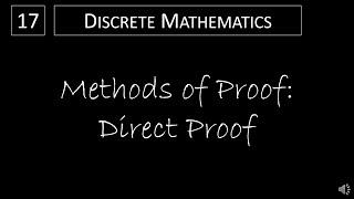 Discrete Math - 1.7.1 Direct Proof