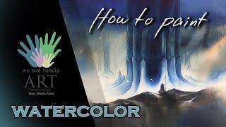 How to paint dark fantasy watercolor landscape illustration