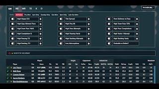 Daily Fantasy Sports Rankings' New NFL Lineup Optimizer and Player Lab