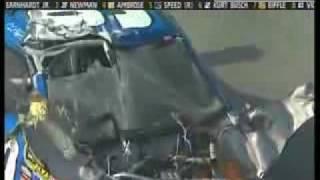 Craziest NASCAR Finish EVER! AMAZING CRASH INTO CROWD FENCE, Karl edwards runs accross finish line!