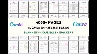 80+ Editable Canva Planners Templates | KDP Interior | Kdp | KDP Interiors | Kdp Canva | Bundle KDP