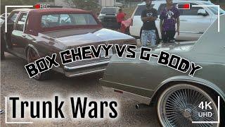 Monte Carlo (G-Body) Vs Box Chevy Trunk Wars.. Super Sunday In That Woo