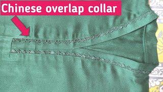 Chinese overlap collar cutting and stitching / overlap Patti Wala gala / Chinese collar with lace