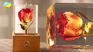  Makes an Awesome Night Lamp with Red Rose - Resin Art