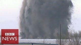 Explosive ice breaking in China - BBC News