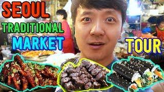 Korean TRADITIONAL Market Street Food Tour in Seoul