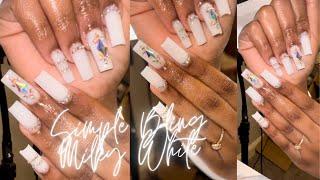 Short Simple Milky White Acrylic Nails 