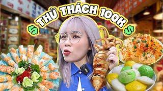 Thử thách 100k ai mua được nhiều món hơn. Misthy gặp ngay vị cứu tinh "đường phố"?! FOOD CHALLENGE