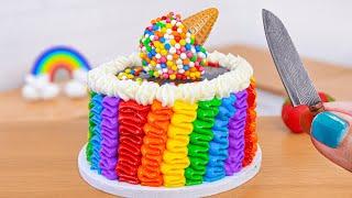 Rainbow Chocolate Cake  Miniature Rainbow Chocolate Buttercream Cake Decorating Recipe  Mini Cakes