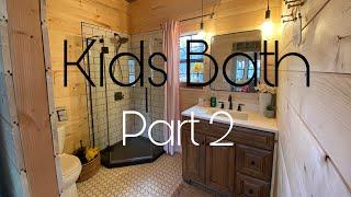 Kids Bathroom | Part 2 | It’s finished! Tile, Trim, Everything! | DIY Debt Free Cabin Build