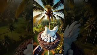 The story of a hen making a nest on a coconut tree & laying eggs & then a snake comes#ai#shorts