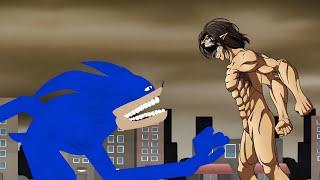 SHİN SONİC TAPES VS ATTACK ON TİTAN(EREN YEAGER) DRAWİNG CARTOONS 2 ANİMATION