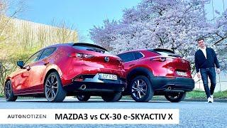 Mazda3 oder CX-30? Kompakte als e-Skyactiv X mit 186 PS im Vergleich | Test | Review | 2021