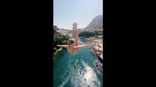 Diving off the famous Mostar bridge 