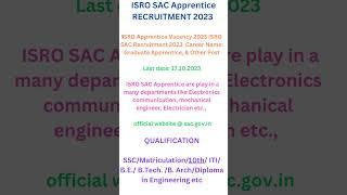 ISRO SAC Apprentice RECRUITMENT 2023