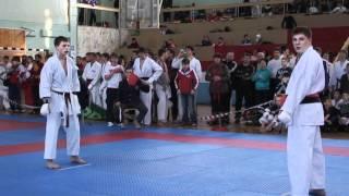 Shotokan Karate 2012 kumite boys 16-17 Sivkov Stas (Vologda) vs Khamatdinov Artem (Chelyabinsk)