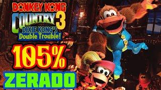 Donkey Kong Country 3 105% - ZERADO - SEM checkpoints e SEM Barril DKs !!! Todos os Bônus!