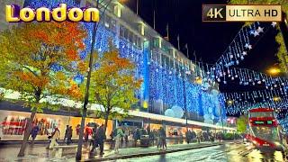 Christmas Lights on Oxford Street 2024: London Walk Tour [4K60]