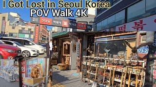 POV Walk, Seoul Korea, Non Tourist Area, Got lost and Kept going. No Foreigners go.