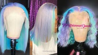 Periwinkle ombre bob wig| WATCH ME SLAY THIS WIG| How to dye pastel multi colored wig