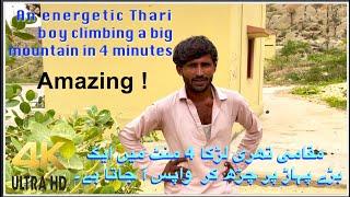 Thari Boy climbing a big mountain | AMAZING! | 4K | Tharparker | Wander Diary