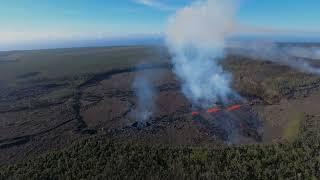 USGS overflight of lava fissures in Napau Crater in Hawaii Volcanoes National Park, Sept.17, 2024