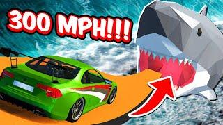 300MPH CAR Jumping Into GIANT SHARK! High Speed Crashes