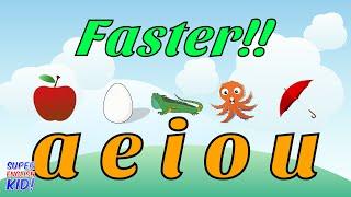 Fun and Fast Short Vowel Phonics Song "aeiou" (Faster version!!)