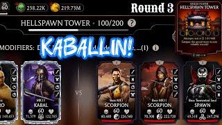 Duo Kabal are best! | Fatal Hellspawn Tower Boss Battle 100 & 60,80 Fight + Reward MK Mobile