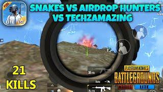 Snakes VS Air Drop Hunters VS Techzamazing | PUBG Mobile Lite Gameplay