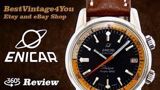 Review of Enicar Sherpa Super-Dive Divers 200m Tough Watch In EPSA Super Compressor Case From 1966