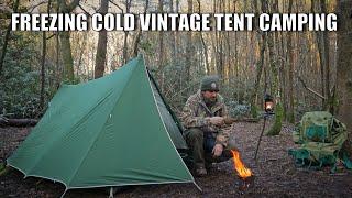 cold uk wild camping using a vintage tent