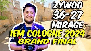 CS2 POV Vitality ZywOo (36/27) vs NAVi (Mirage) IEM Cologne 2024 Grand final