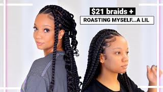 $21 Knotless Box Braids | Best Amazon Braiding Hair + Roasting Myself!